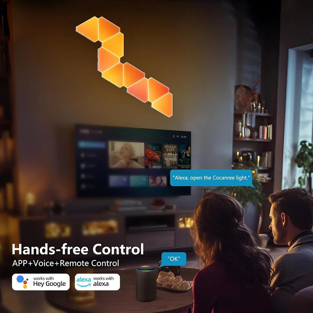 (image for) LIXINCORDA Smart RGBIC LED Triangle Light Panels Music Sync APP/Remote/Voice Control With Alexa & Google Wall Art & Room Decor