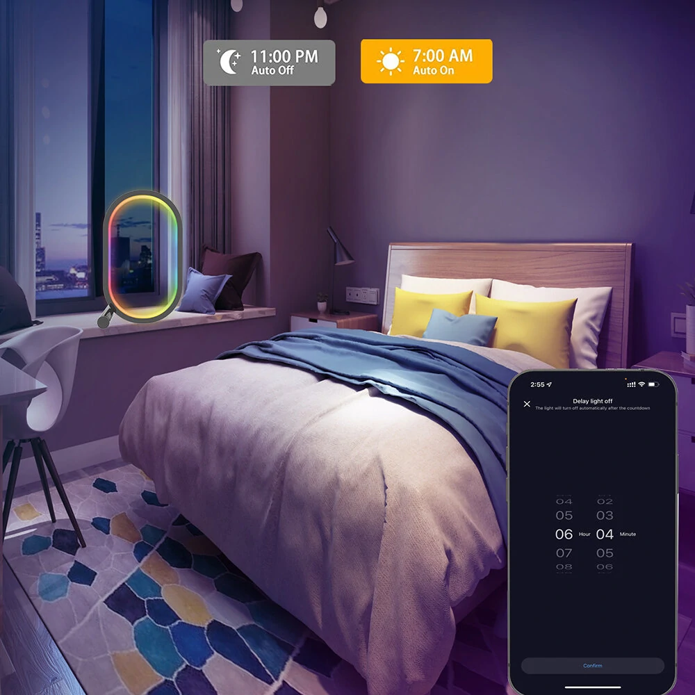 (image for) WIFI Smart LED Desktop Ambient Night Light RGBIC USB Desk Lamp with App Dimmable Color Change for Bedroom Game Room Study